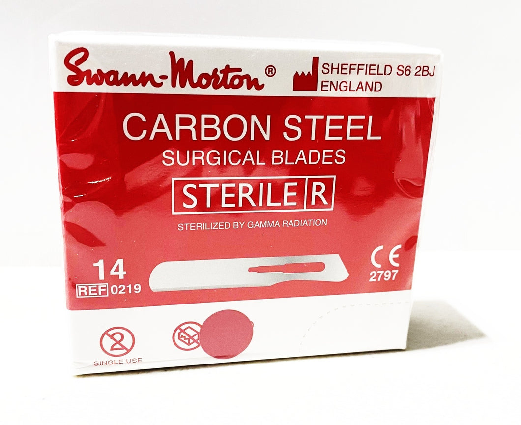 Swann Morton Carbon Steel Sterile Blade #14 100-Pack Dermaplane